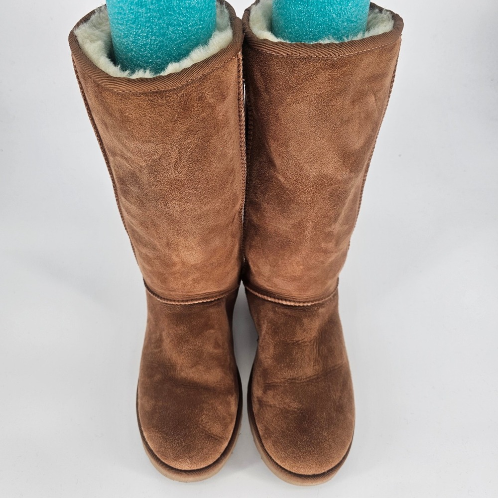 UGG Australia Classic Tall II Tasman Braid Suede Shearling Boots 10 Chestnut - Picture 5 of 10